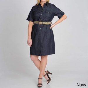 Sharagano Denim Shirt Dress 20W